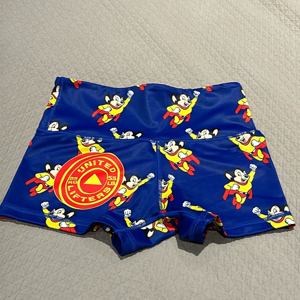 NWOT United Lifters brand Mighty Mouse print shorts